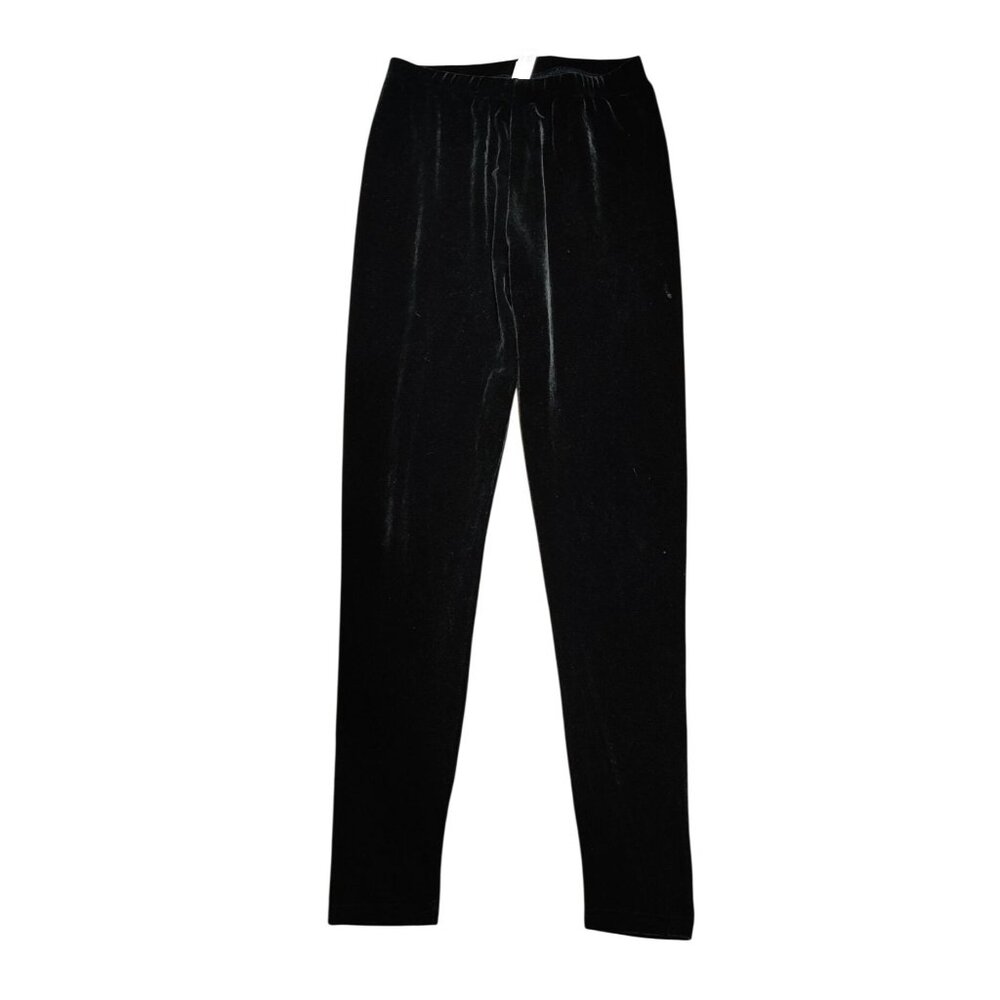 Victorias Secret M Black Velour Leggings Y2K Lounge Glam Vintage USA Made Slim